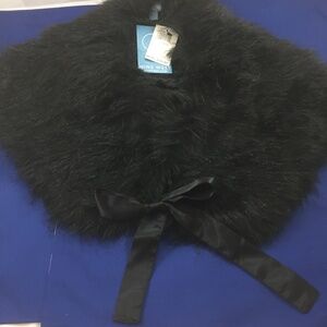Valerie Steves by Nine West Shoulder Stole Black Faux Fur NWT